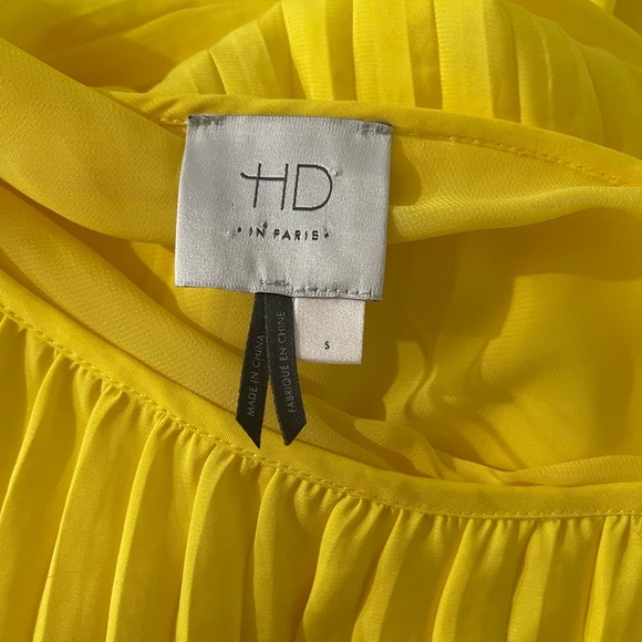 HD in Paris for Anthropologie Yellow Pleated One Shoulder Dress S Wedding Party - Picture 14 of 16